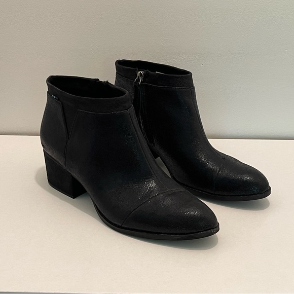 TOMS Crackle Shimmer and Textile Snake Loren Booties Women’s Size 10 Black - Picture 4 of 5